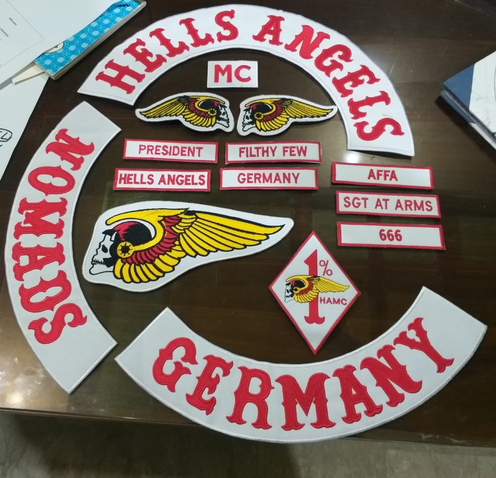 Hell Angels Germany Biker Patch Set Skull Wing Full Back Patch MC Embroidered