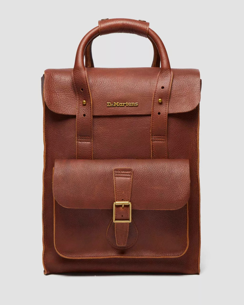DR MARTENS AMBASSADOR BROWN LEATHER BOX BACKPACK
