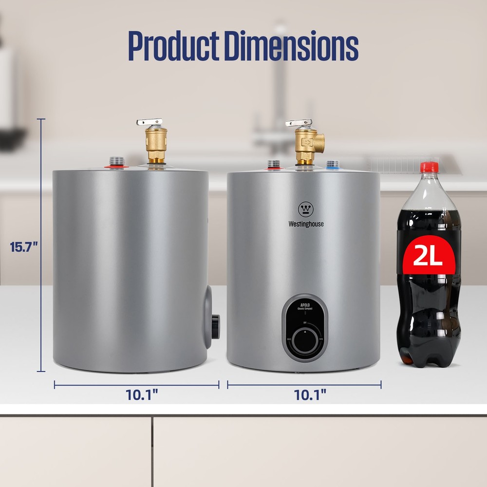 1.5 Gallon Electric Mini Tank Hot Water Heater 1440W Compact Storage Tank Heater