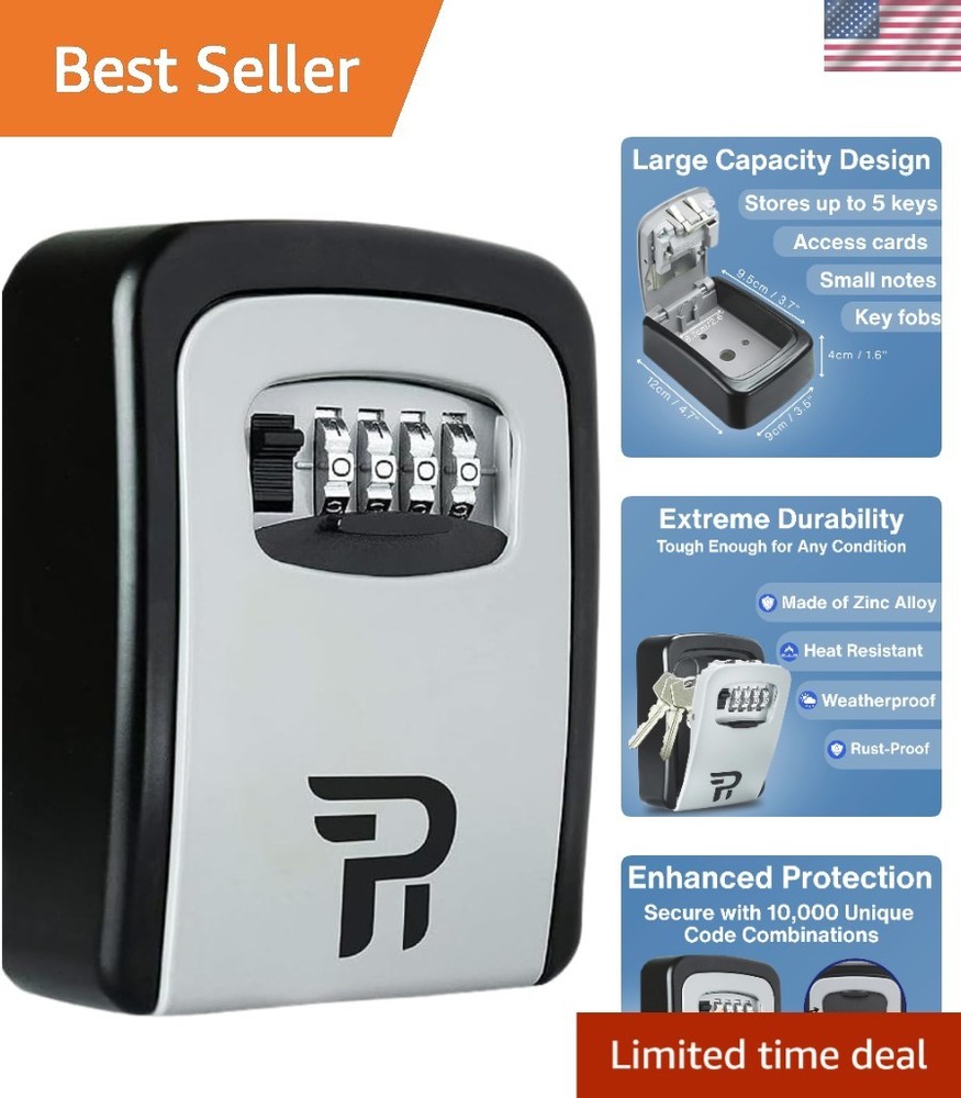 Key Lock Box with Code for Outside - Durable Wall Mount Lockbox for Keys and ...