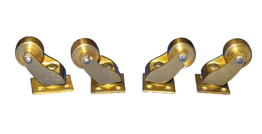 Small Cast Solid Brass Wheels Set Four Satin Finish Lacquered  Ready To Use