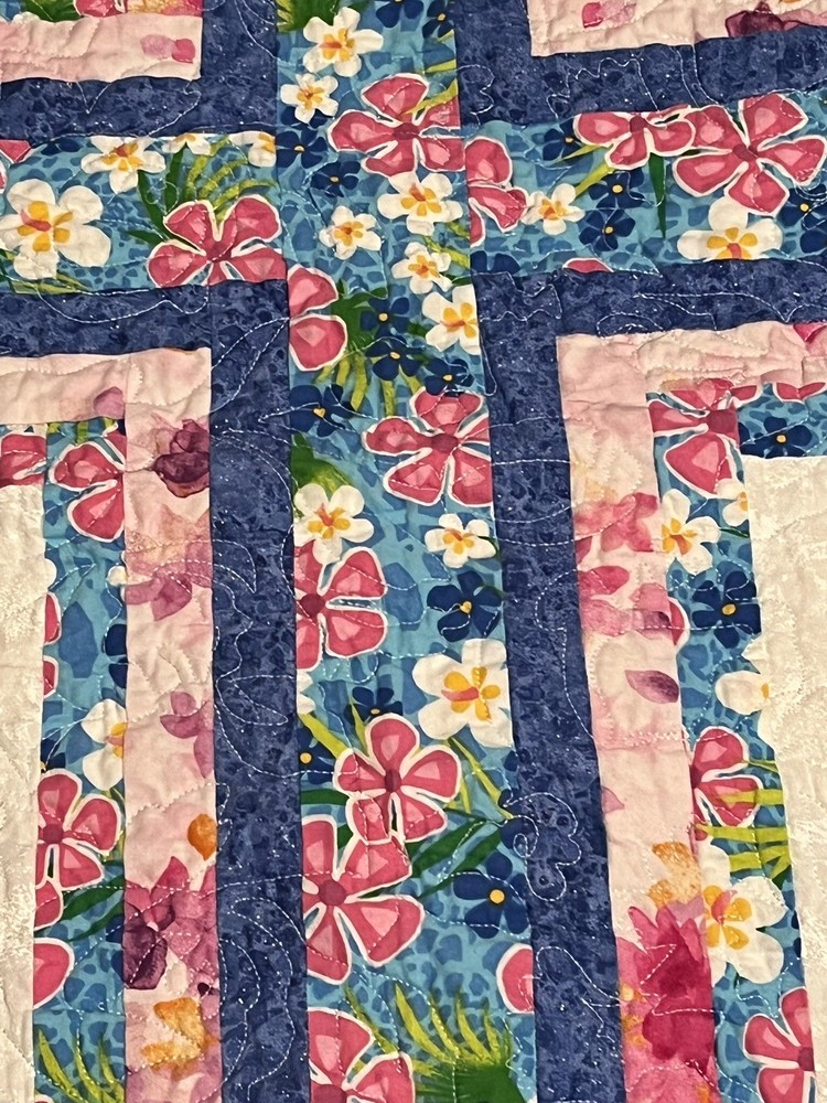 Quilted Patchwork Crucifix Table Topper 26”x34” Handmade 100% Cotton
