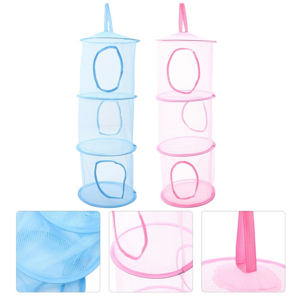 2 Pcs Hanging Mesh Organizer Multi Layer Foldable Drying Net For Plush Toys