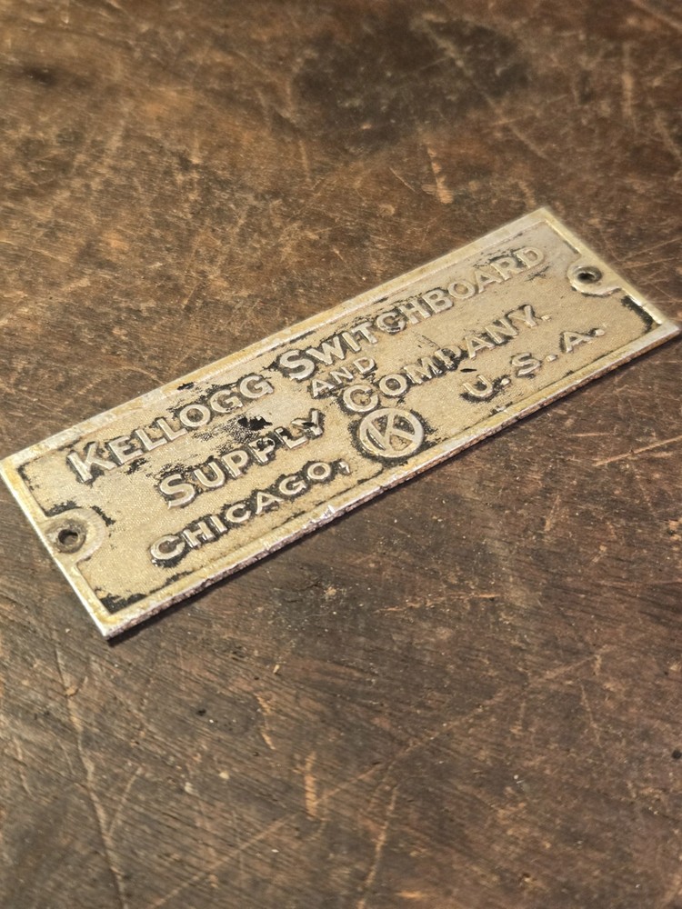 Antique Kellogg Switchboard & Supply Co. Chicago USA NAME PLATE