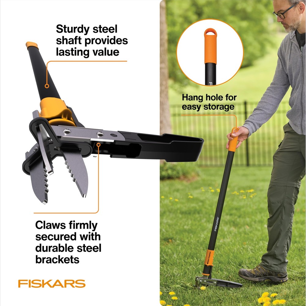 Stand Up Weed Puller Tool 3-Claw Steel Head Easy Eject Ergonomic Handle 39in