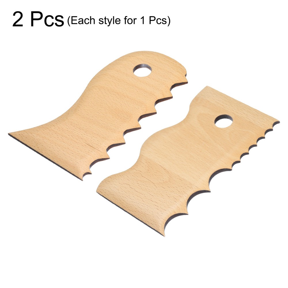 2pcs Pottery Ribs Trimming Tools Beech Pottery Profile Wave Design Shaping