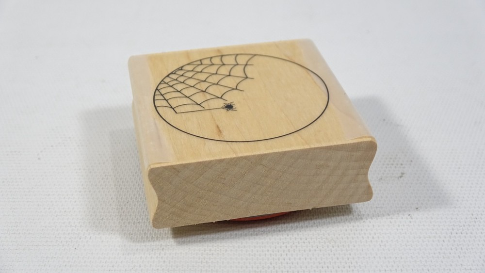 A Muse Halloween Rubber Stamp Spider Tag 72677J - Spiderweb