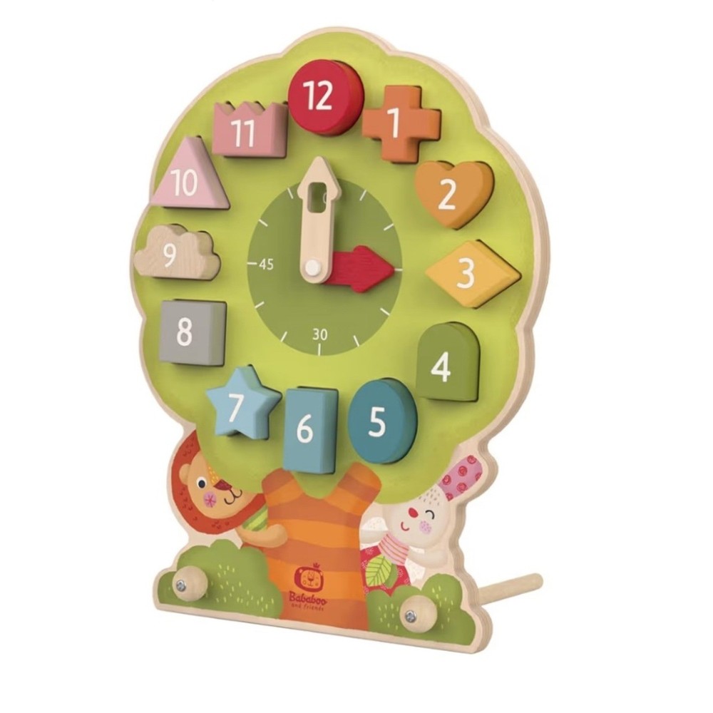 Green Wooden Number & Shape Learning Clock