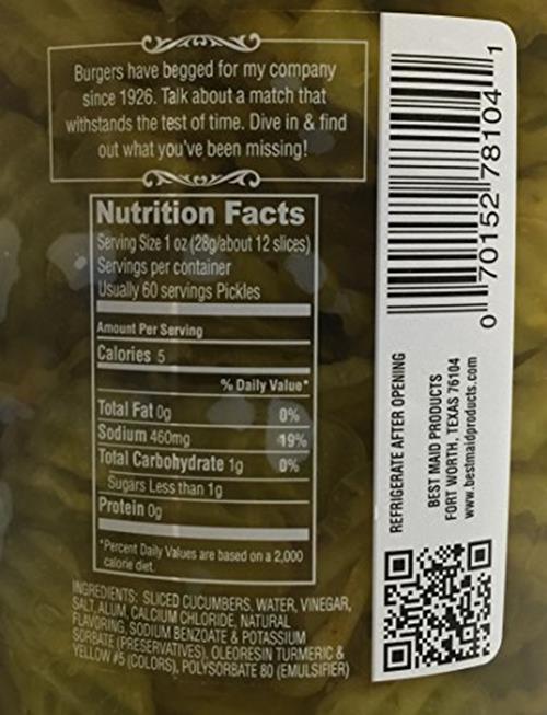 Best Maid Hamburger Slices 80oz Pickles