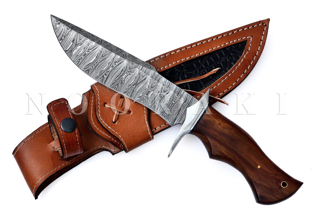 Handmade Damascus Steel Fixed Blade Hunting Knife, Multipurpose 12" with Sheath