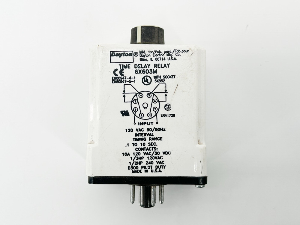 Dayton 6X603M Interval Time Delay Relay 120V 50/60 10 Second