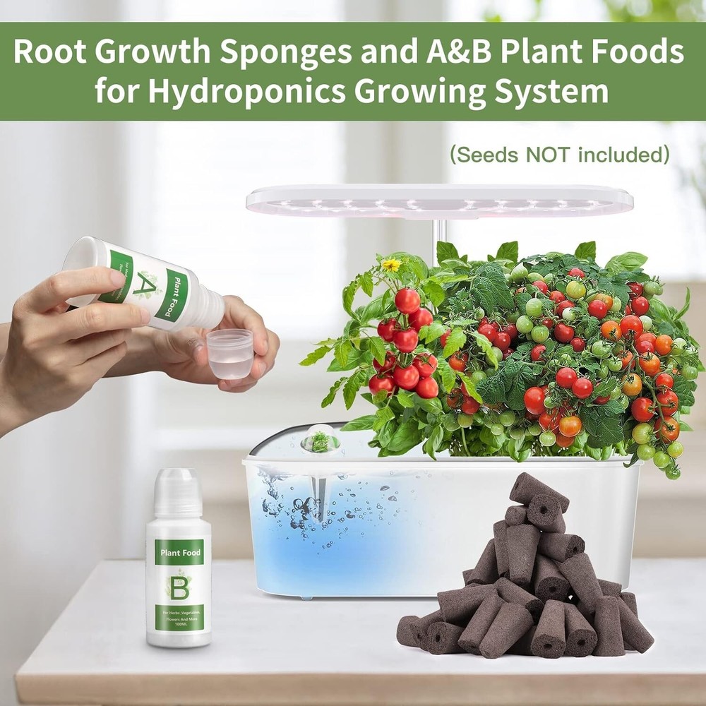 50 pcs Square Grow Sponges Seed Starter Pod Kit Hydroponics A&B Solid Nutrient