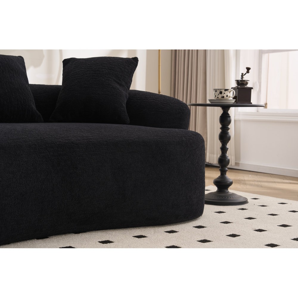 Small Loveseat Sofa 65\" L for Small Spaces w/ Chenille & Compressed Foam