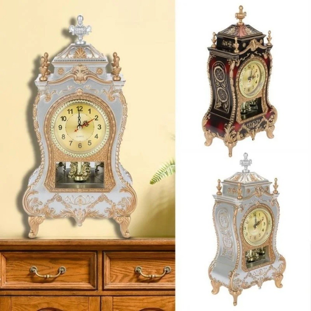 Silent Sweep Second Antique Table Clock Classic Style for Home Decoration