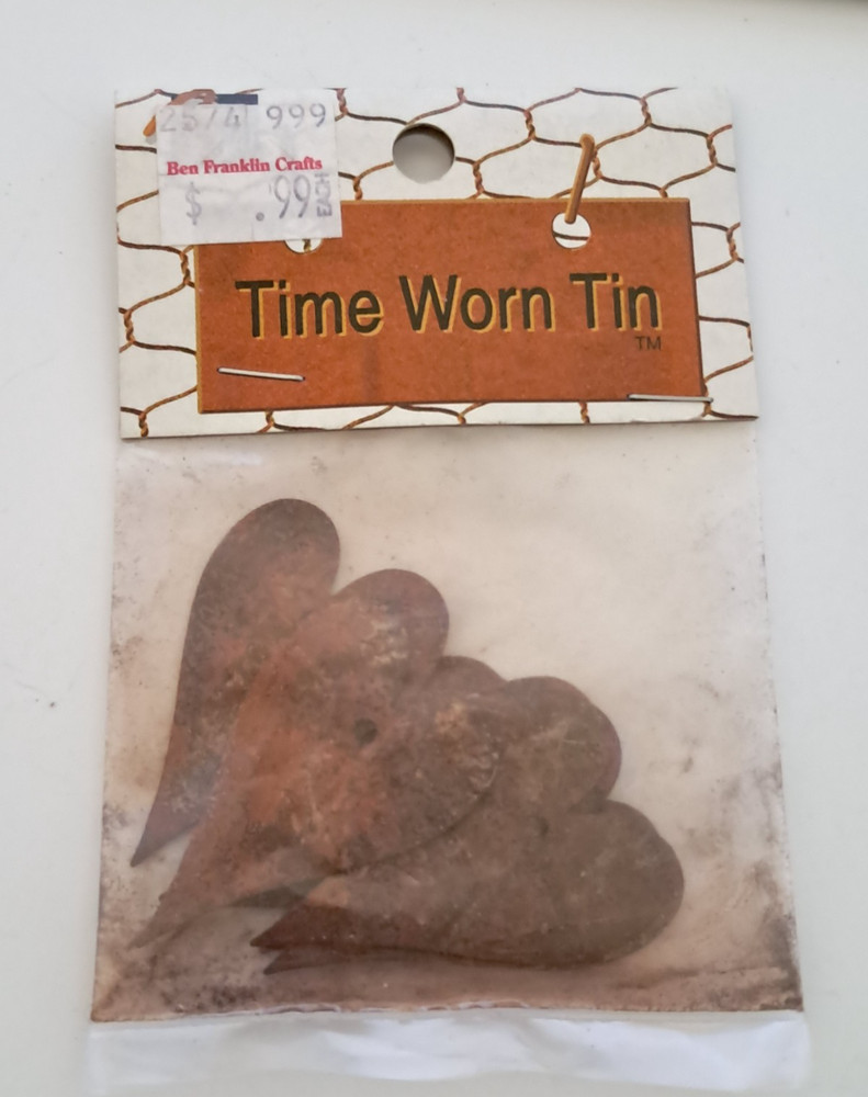 Time Worn Tin Craft Pieces - Seven Small Hearts