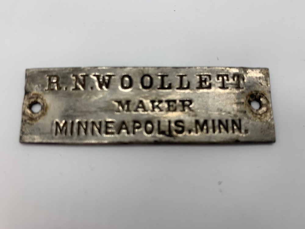 Antique Metal Steamer Trunk Maker Tag