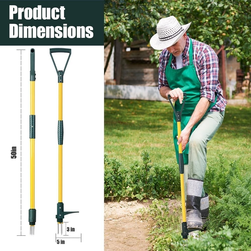 Durable Long Handle Weed Puller with 3 Claws for Effortless Gardening