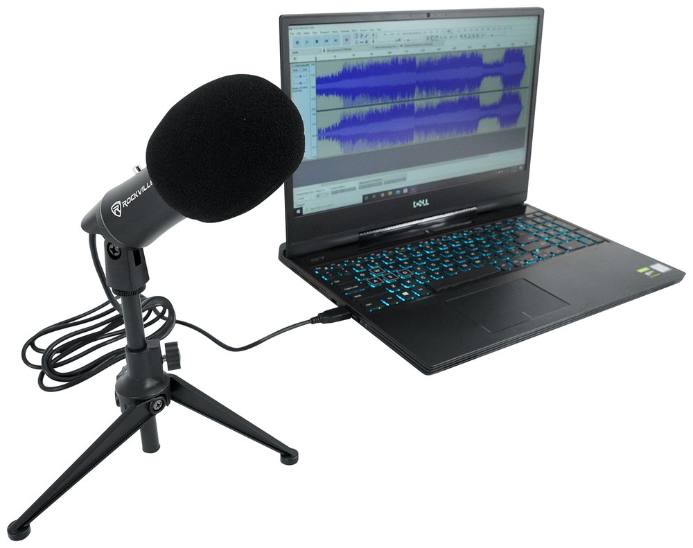 Rockville Z-STREAM USB Computer Microphone Mic+Stand+(2) 5.25" Studio Monitors