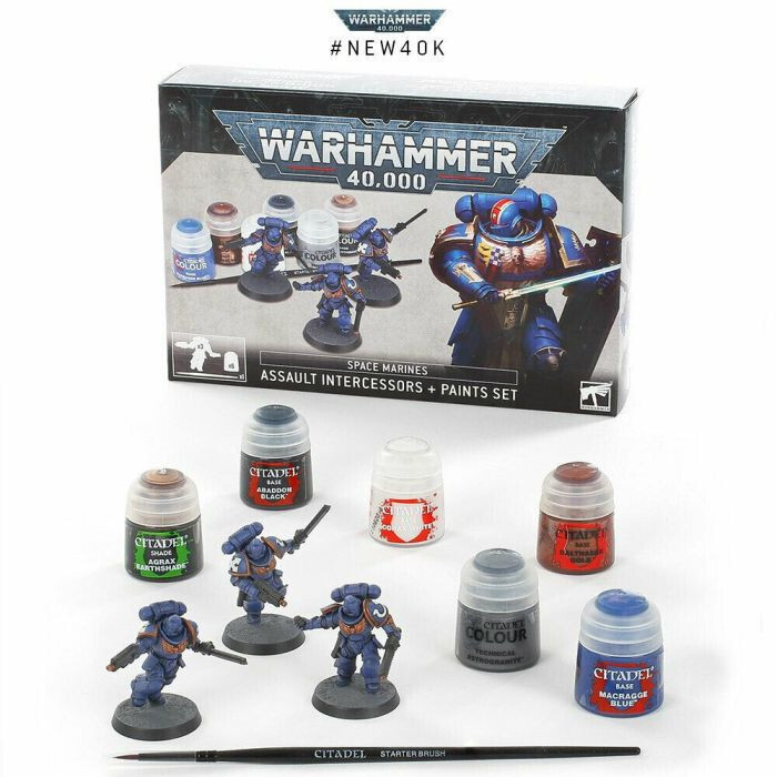 Warhammer 40k: Space Marines - Assault Intercessors and Paints Set
