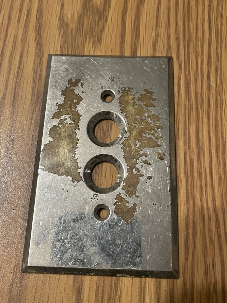 Vintage Perkins Push Button 1 Light Switch Brass Cover Plate