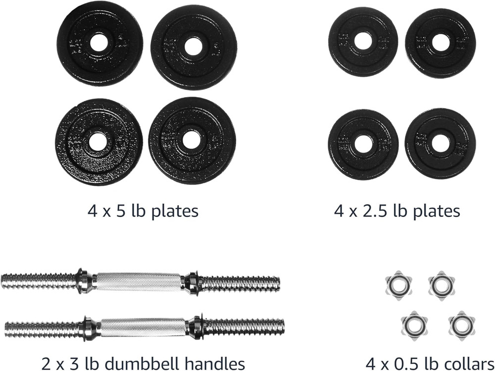 Adjustable Dumbbell Hand Weight Set with Storage Case, Portable, Secure, 38 Poun
