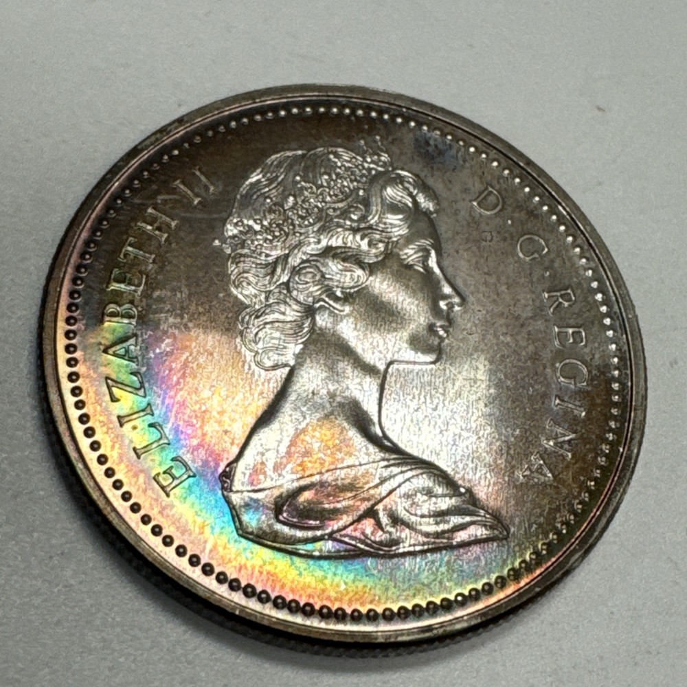 1973 Canada $1 Silver Dollar RCMP Rainbow Toning