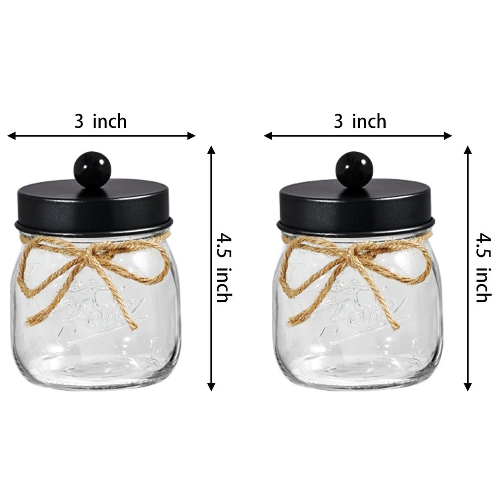 SheeChung 2 Pack Qtip Holders, Black Bathroom Decor, 2 Pack, Black-2pcs