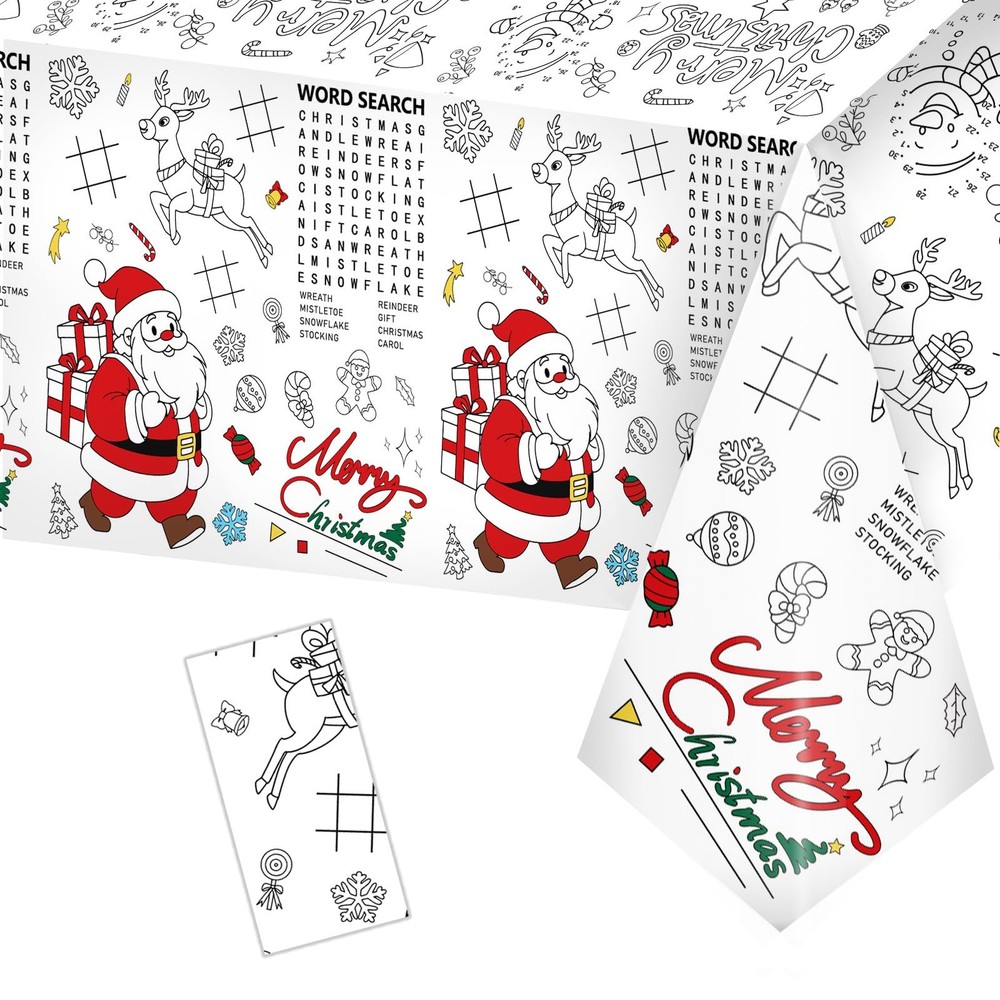 Giant Merry Christmas Coloring 108" x 54" (Rectangular), Christmas-1 Pack