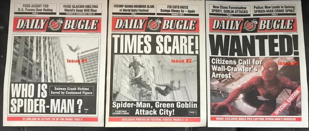 Marvel Spider-Man Movie Licensed Exact Prop Replica DAILY BUGLES select issue #s