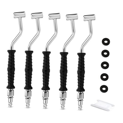1/4" FNPT Dual Head Air Chuck Set, 2-Way Connection Iron Curved Handle 5PCS