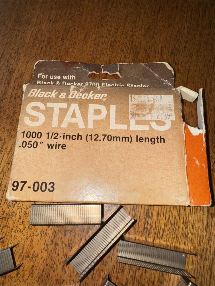 2 Open Boxes Black & Decker 1/2" Heavy Duty Staples #97-003 Carpet Canvas Etc.