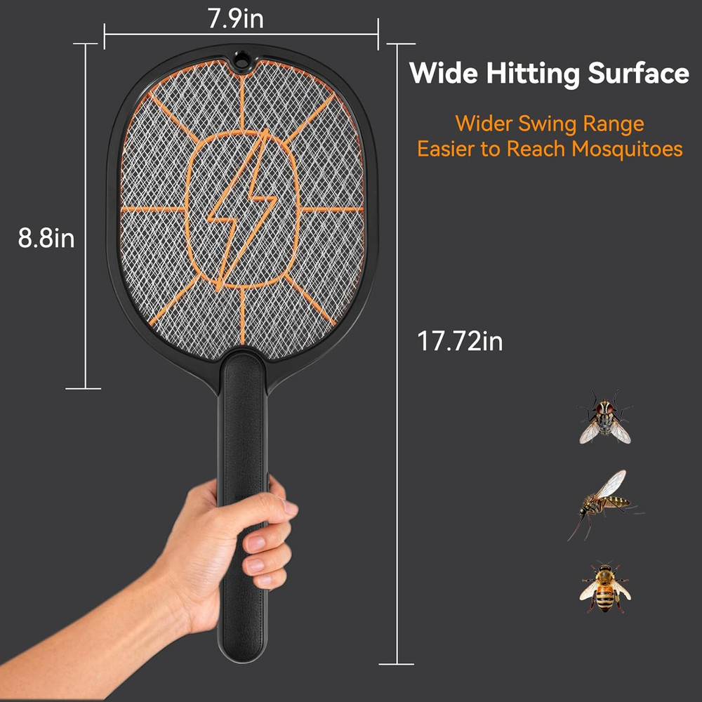 2-Pack Electric Fly Swatter – Battery Powered Mosquito & Bug Zapper Racket with