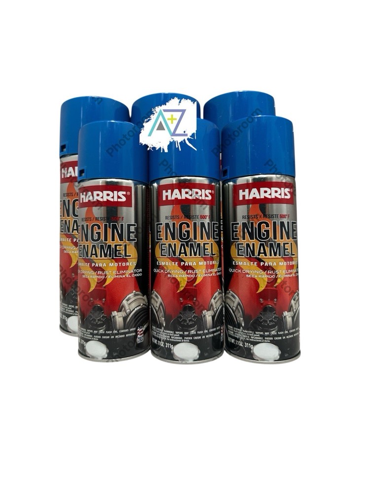 6 Pack Harris Engine Enamel Spray Paint 11oz Blue ,Heat Resistente,Rust Proof