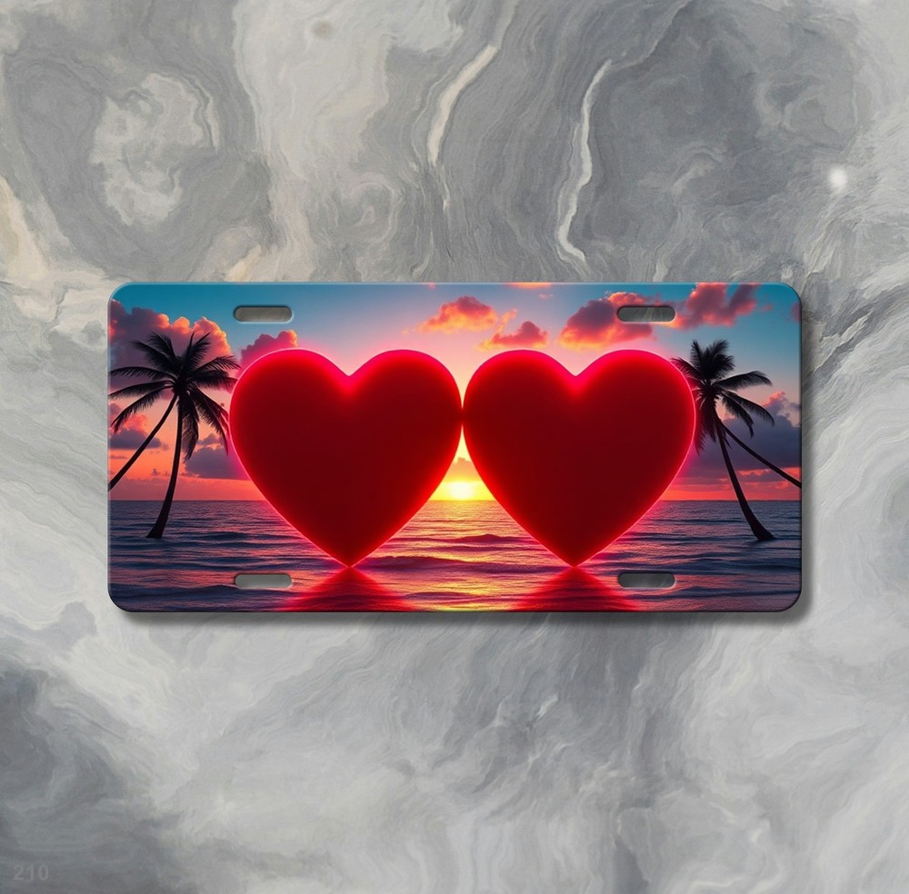 Premium Love Hearts Style Custom Text License Plate Editable Decor