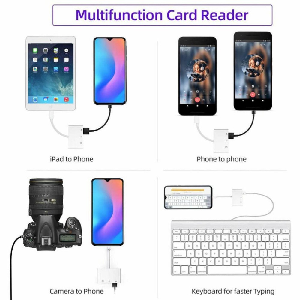 3-Port USB Type C to Card Reader Adapter SD Card Reader For MacBook Pro Laptop