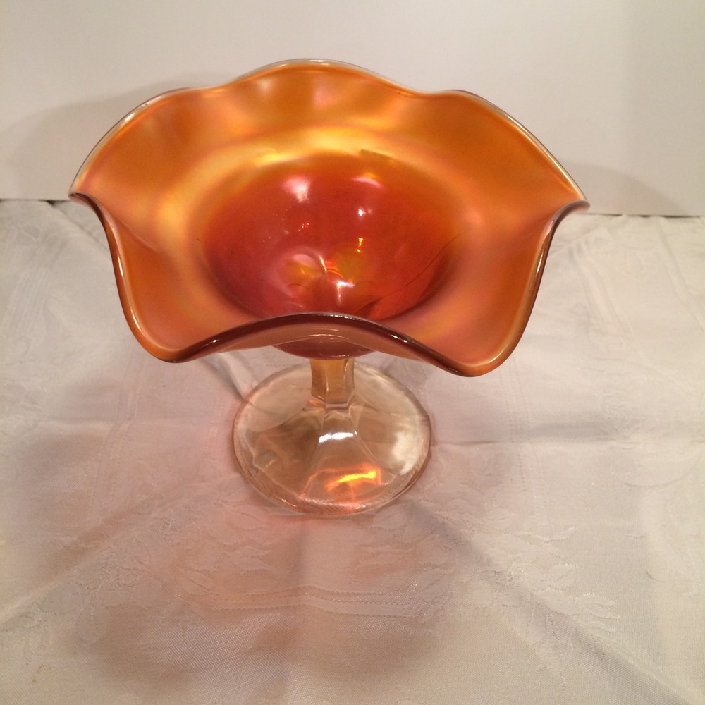Dugan Or Northwood Marigold Iridescent Compote