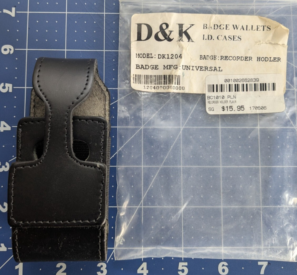 D&K LEATHER PLAIN BLACK Duty Universal Recorder Holder WORN ON BELT