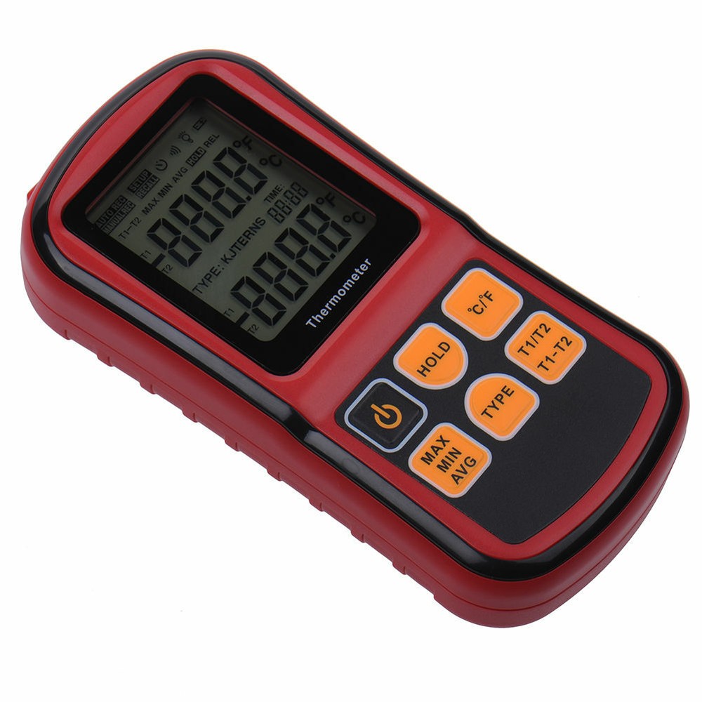 Digital Thermocouple Thermometer Dual-channel with LCD Display 2-channel Input