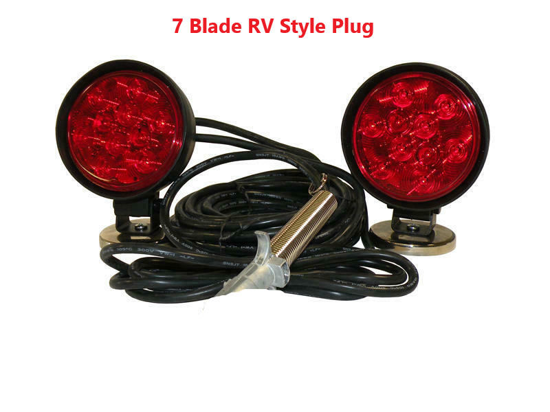 Custer LED Heavy Duty Magnetic Towing Lights 70# Magnets- 7 Blade RV Style Plug