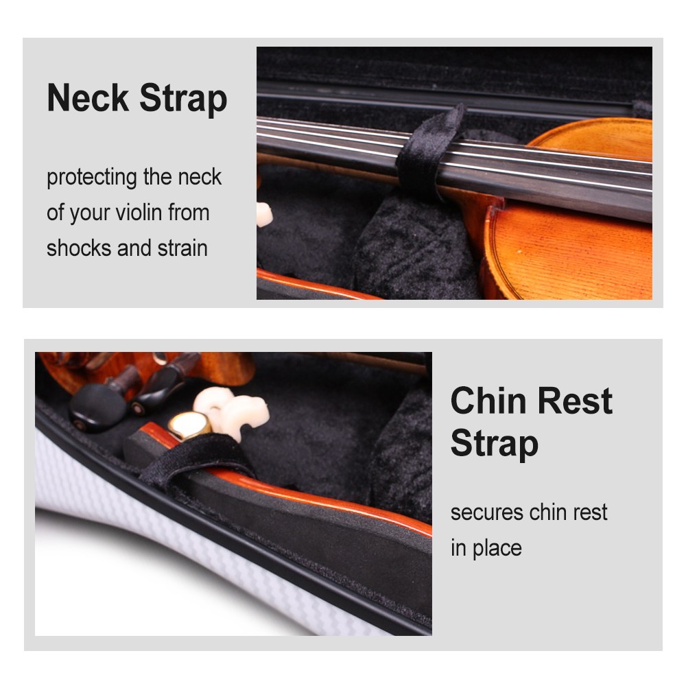 Violin Case 4/4 Hard Shell Carbon Fiber Lightweight with Backstrap and Code lock