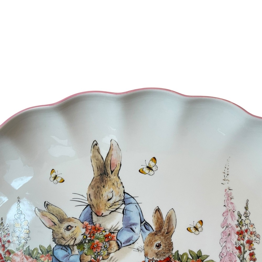 Zrike Beatrix Potter Peter Rabbit OVAL SERVING PLATTER Easter 14" Pink Edge NEW
