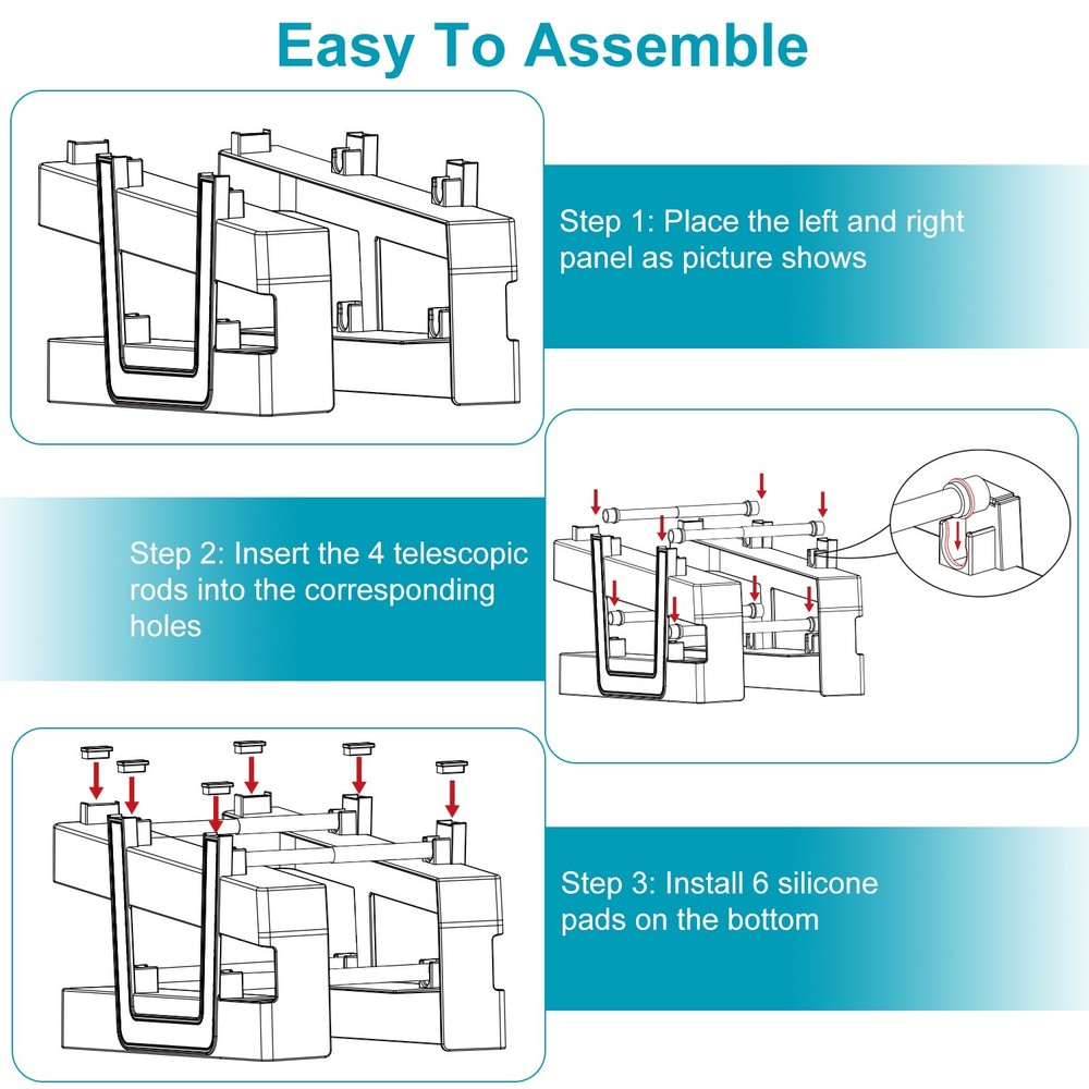 2 Pack Adjustable Soda Can Dispenser Storage Rack Refrigerator Fridge Organizer