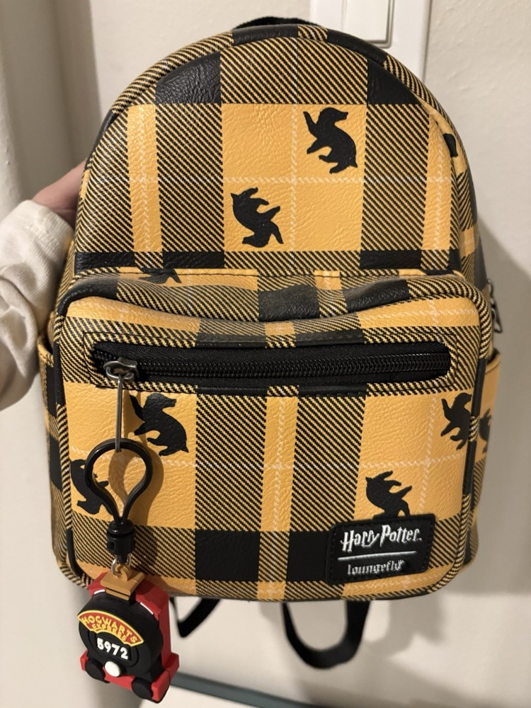 Loungefly Harry Potter Hufflepuff Backpack w/ Hogwarts Express Keychain