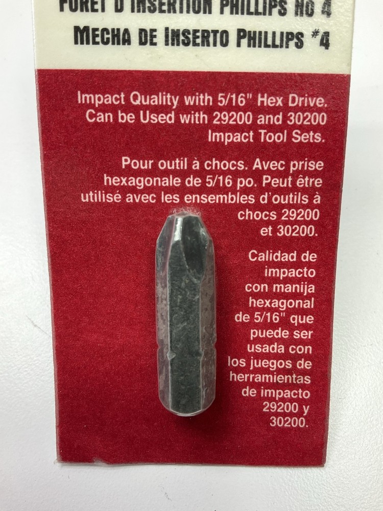 Lisle 30190 5/16" Drive Insert Bit, #4 Phillips