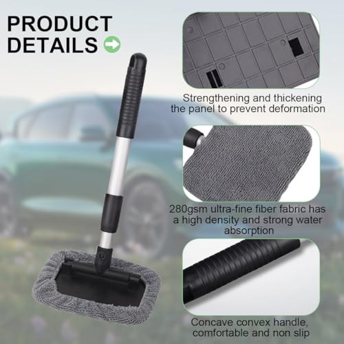 Car Windshield Cleaning Tool, Vehicle Window Cleaner with 3 Rectangular