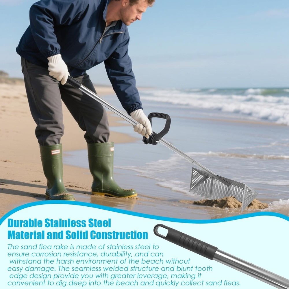 Sand Flea Rake Detachable Sand Flea Rake Shark Tooth Screen Comes Drain Screen