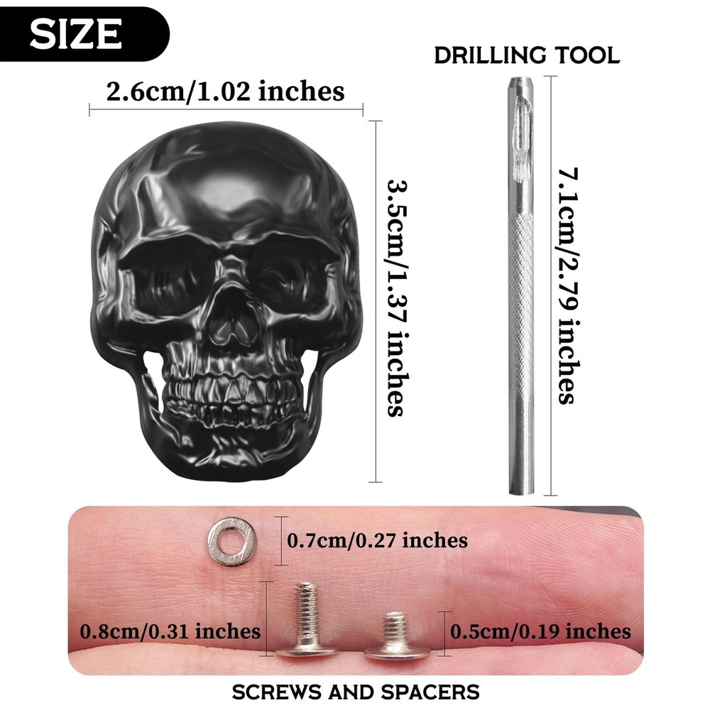Sanyeyufeng 12Pcs Skull Rivets Buttons Skeleton Stud Goth Mental Conchos Pins...
