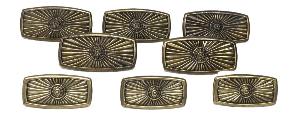 Vintage Lot Rectangle Ribbed Bronze or Brass Drawer Pull Handles 70's