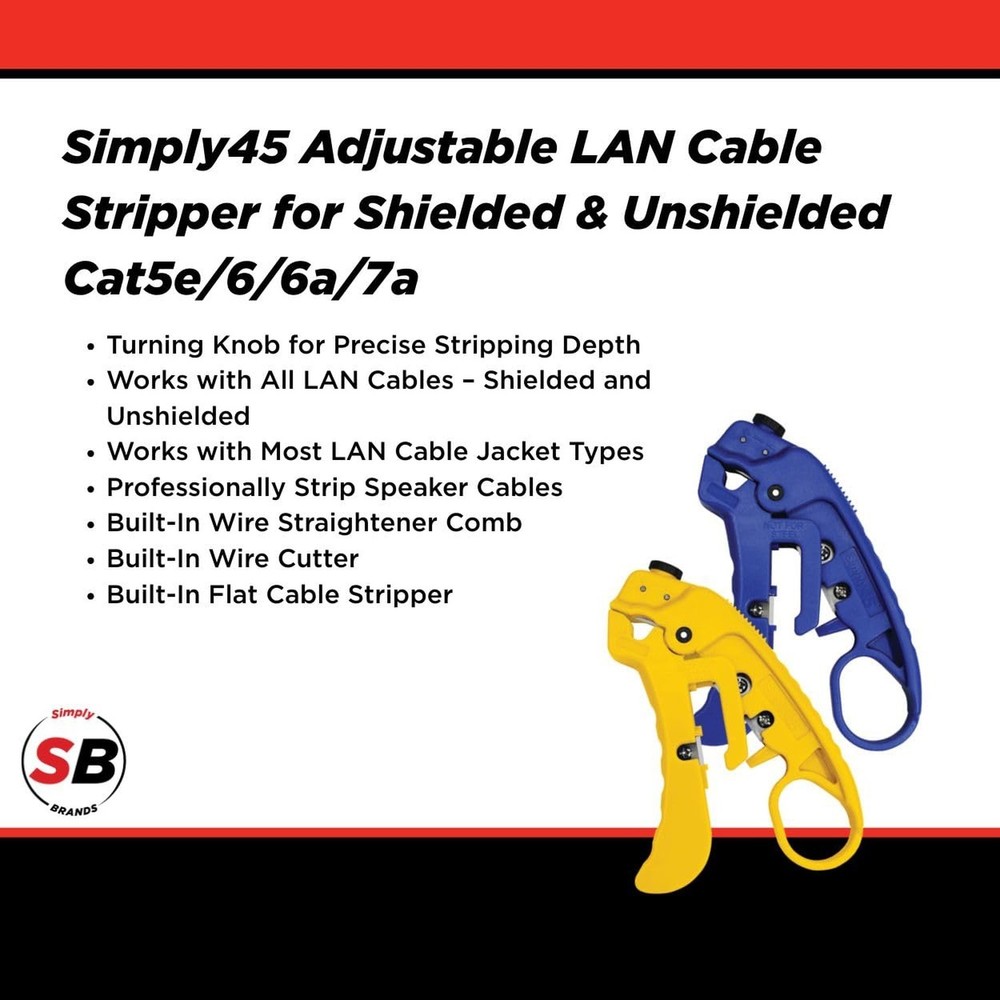 Simply45 Professional Adjustable LAN Cable Stripper & Cutter for Shielded & U...