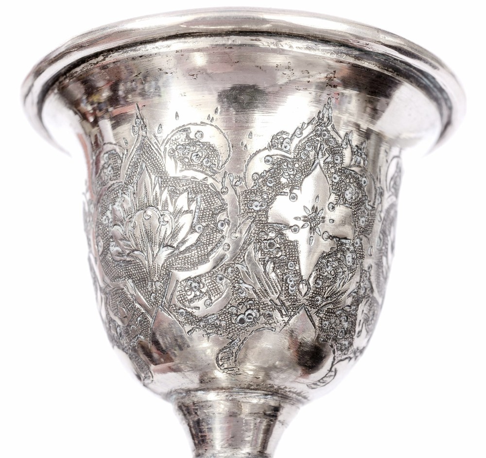 Persian Islamic Solid Silver Repousse Candlestick Candle Holder Marked 135 Gram